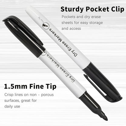 Duchong Dry Erase Markers, 30 Packs Black Fine Tip Whiteboard Markers for Kids Teachers, Dry Erase Pens Bulk for Classroom Home, Back to School Supplies