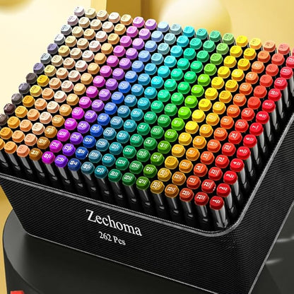 262 Colors Alcohol Markers Artist Drawing Art Dual Tip Markers Perfect for Kids Boys Girls Students Adult