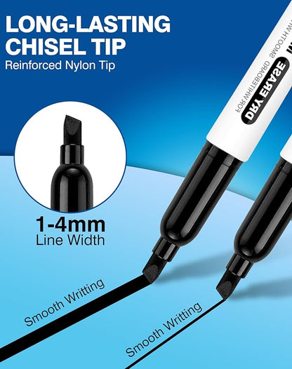 SFAIH Chisel Tip Dry Erase Markers, 72 Pack Black White Board Markers for Presentations, Lectures, Training Workshops & Church Groups, Non-Toxic Easy Clean
