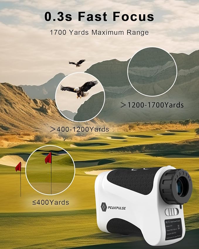 Golf Rangefinder 650/1200/1700 Yards Range Finder Golfing 6X Magnification 0.5 Yard Accuracy Flag Pin Lock Vibration Fast Focus High Clarity Display Easy to Use
