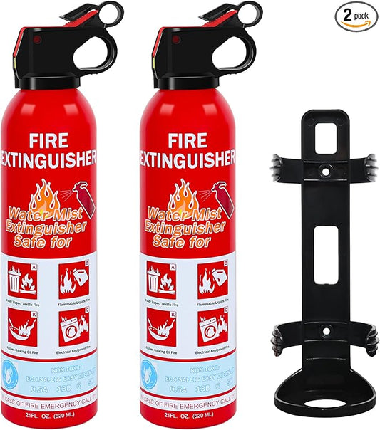 2 Pack Fire Extinguisher for Home, Kitchen, Car, and Grill,Ompact Water-Based A, B, C, K Extinguisher with Portable Non-Toxic Prevent Re-Ignition Easy Clean
