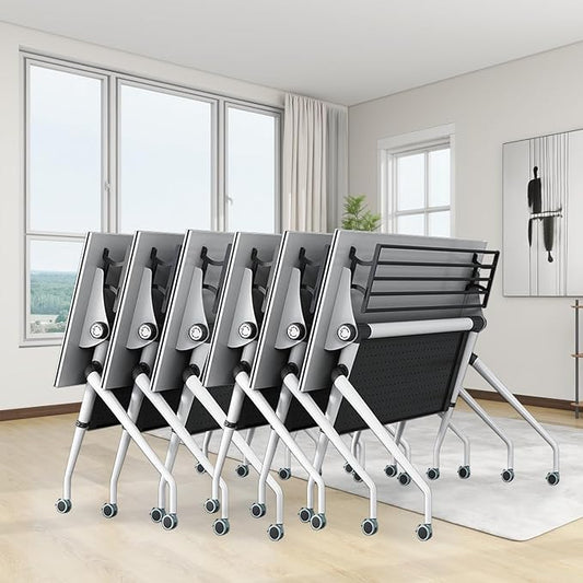 Conference Table,Folding Rectangle Meeting Table for 12 People,55.1in Rolling Training Business Tables,Mobile Conference Room Tables with Wheels,Foldable Modern Seminar Tables for Office,Meeting Room