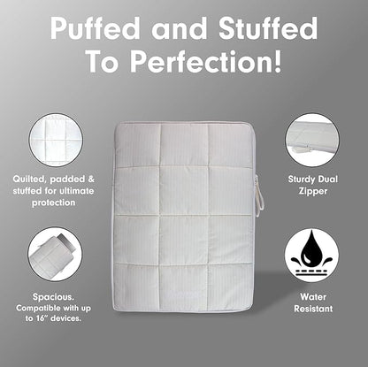 Sonix | Puffy Laptop Sleeve | 15-16 Inch, Quilted Pillow Puffer Laptop Carrying Case, Computer Sleeve | Ivory