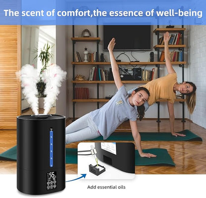 6L Humidifiers for Bedroom Large Room Home,Cool and Warm Humidifier for Baby and Plants Hot Mist Top Fill Desk Humidifier Oil Diffuser,Quiet,Auto Mode,360°Nozzle-Midnight Black(2026 Upgraded)