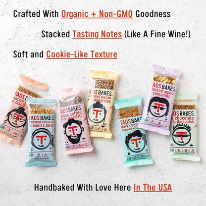 Taos Bakes Snack Bars - Piñon Coffee + Dark Chocolate - Gluten Free, Non-GMO Healthy Granola Bars - Nutritious & Delicious Baked Bars - 1.8oz