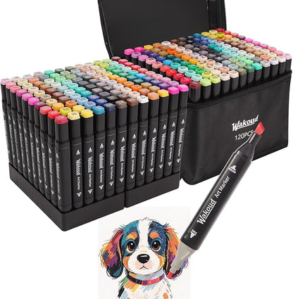 Alcohol Markers, 120 Colors Dual Tip Permanent Art Markers, Drawing Marker, Coloring Marker for Book Painting Card Making for Adults Kids.