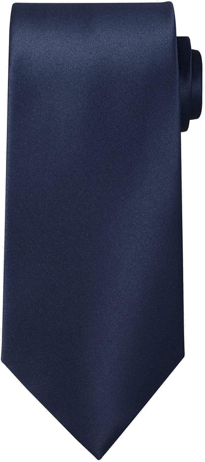 TIE G 5pcs Tie Set in WHITE OR BLACK GIFT BOX: Solid Color Necktie, Satin Bow Tie, Pocket Square, Lapel, Cuff Links