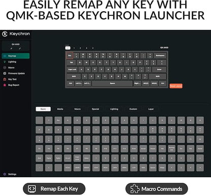 Keychron Q4 Wired Custom Mechanical Keyboard, 60% Layout QMK/VIA Programmable Macro with Hot-swappable Gateron G Pro Red Switch Double Gasket Compatible with Mac Windows Linux (Gray)