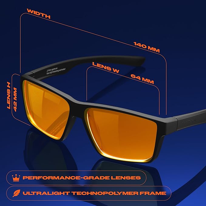 Titan Gaming Glasses, Anti Blue Light Glasses Men, UV400 Protection Blue Light Blocking Glasses for Computer Eye Strain