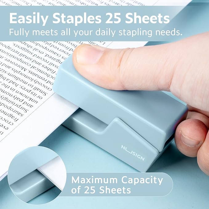 Mini Stapler with 830 Staples, Small Cute Desk Staplers, 25 Sheet Capacity, Blue