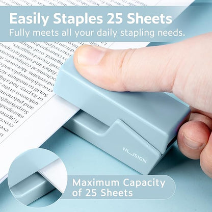 Mini Stapler with 830 Staples, Small Cute Desk Staplers, 25 Sheet Capacity, Blue