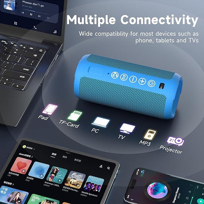Ortizan Portable Bluetooth Speakers, IPX7 Waterproof Wireless Outdoor Speaker with 24W Loud Stereo Sound And Bluetooth 5.3, Deep Bass, RGB Lights, Dual Pairing, 30H Playtime for Home, Party