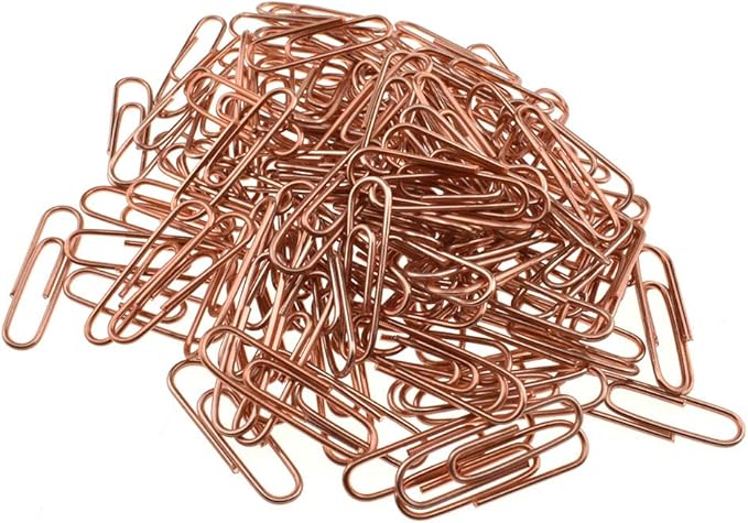HAHIYO Paper Clips 1.1 inches (28mm) Length Rose Gold Paperclips Bright Colors Vinyl Coated Prevent Scratching Tearing The Pages Sturdy for Bookmark Organize Home Office School 150 Pack
