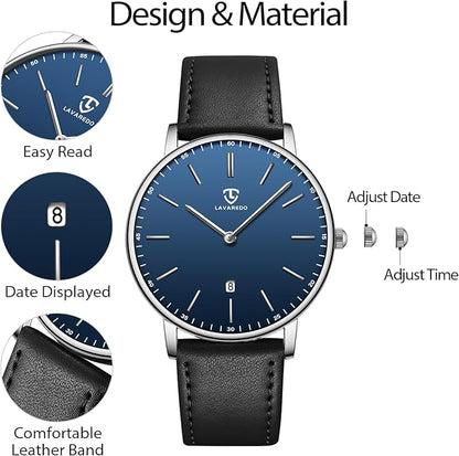 BEN NEVIS Watch, Mens Watch, Minimalist Fashion Simple Wrist Watch Analog Date with Leather Strap
