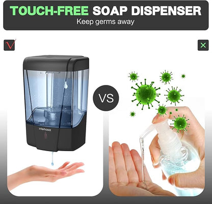 interhasa! Soap Dispenser, Touchless Hand Sanitizer Dispenser Wall Mount Automatic Kitchen Soap Dispenser for Commercial Home, Office, 600ml/20oz Black