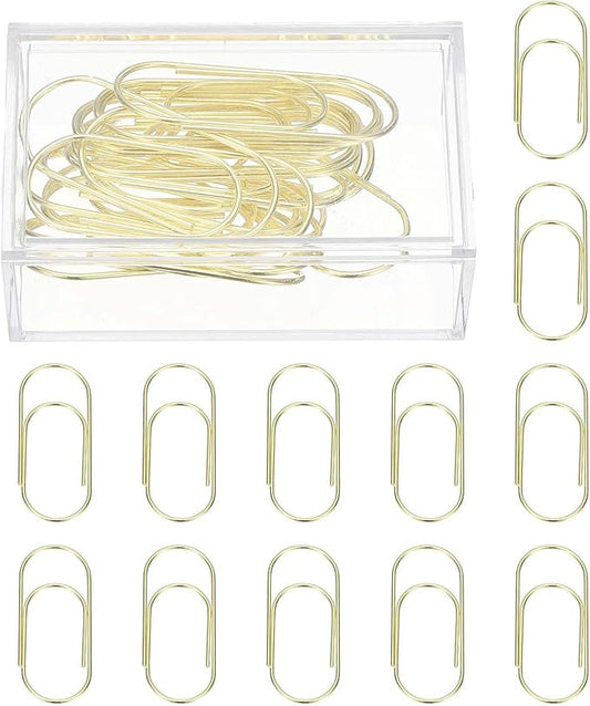 PATIKIL 20 Pcs Paper Clip, 2inch Non-Skid Metal Paper Clamp Clips Large for Office Supplies Craft Scrapbook Document Note Sorting, Electroplating, Gold