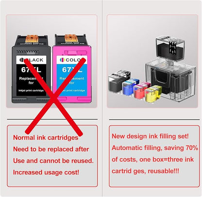 67XL Ink Refill Black/Color Combo Pack for HP Ink 67 67XL for DeskJet 2755e 2855e 4155e 2700 2800e 4255e 4100e Envy 6055e 6000 6555e 6455e Printer(3 Black 2 Cyan 2 Magenta 2 Yellow, 9 Pack)