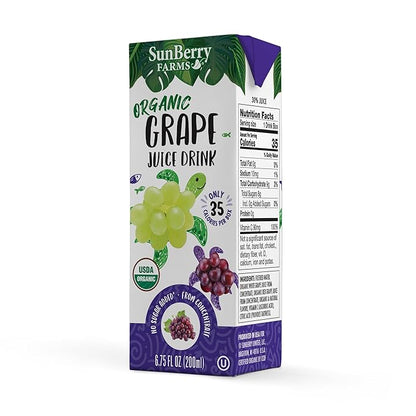Sunberry Farms Organic Variety Pack Juice Boxes 6.75 fl oz (36 Pack) | Apple, Fruit Punch & Grape | USDA Organic Kids Drinks | No Artificial Flavors or Colors | Lunch Box Ready | Shelf-Stable