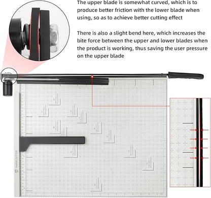 Paper Trimmer Guillotine Metal Base A3 Stack Paper Cutter Heavy Duty 18 Inch with Guard Rail Safety Blade Lock ZEQUAN, 10-Sheet Capacity, Guillotine Paper Slicer Cutter for Office Home School