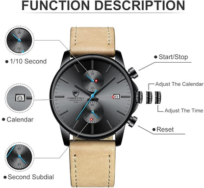 GOLDEN HOUR Mens Watch Fashion Sleek Minimalist Quartz Analog Mesh Stainless Steel Waterproof Chronograph Watches for Men with Auto Date