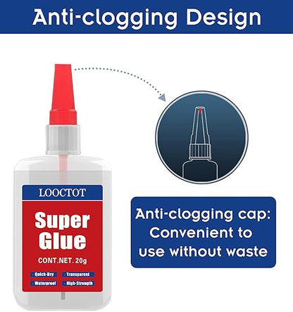 (2-in-1) Super Glue with Brush Applicator & Nozzle, Mess Free Superglue Brush, Instant Glue for All Purpose and Fast Setting for Projects and Repairs,3000 CPS Clear Cyanoacrylate Glue