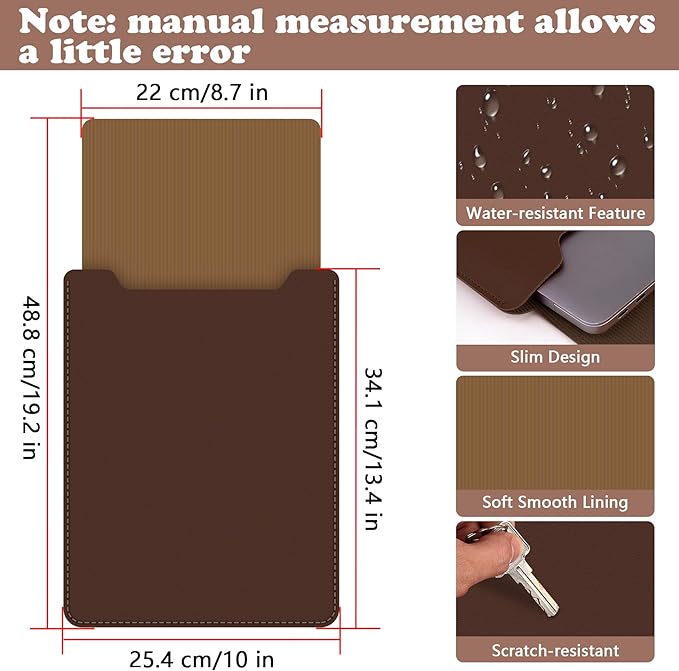 BVYA 13.3-14" Sleeve, PU Leather Laptop Case Compatible with New MacBook Air 13.6/Pro/Max M2/M1 A2779 A2442 14, 13.5 Surface 5/4/3/2/1, Compatible with Laptop 2022 Pro 14 inch