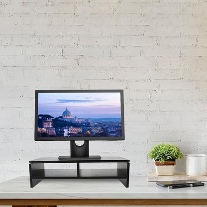 jojofuny Monitor Stand Desk Shelf Computer Lifting Rack Organizer for Office Workspace Storage and Elevated Laptop Support