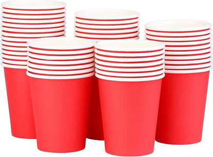 Paper Cups 8 oz 50 Pack, Disposable Paper Coffee Cups for Hot or Cold Beverage Drinking for Party, Picnic, BBQ, Travel, and Event -Red
