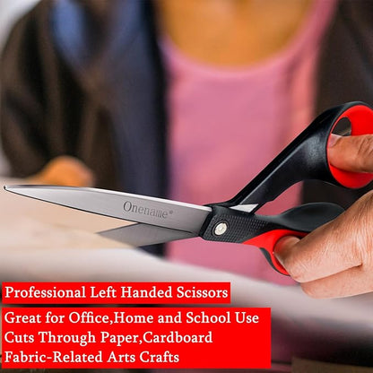 OneName Left Handed Scissors,Left Handed Scissors All Purpose,Stainless Steel Sharp Blade Soft Comfort-Grip Handles Lefty Scissor for School,Office,Home,Crafting Cutting Paper 8 Inch 3 Pack