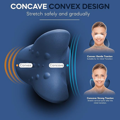 Neck Stretcher & Posture Corrector for Women and Men, Cervical Traction for Spine Alignment, Adjustable Upper Back Brace & Elastic Support for Shoulder Back Pain Relief (Dark Blue)