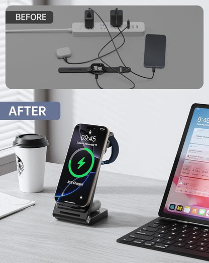 2026 Traveling Portable Wireless Fast Charger for Apple & Android Charging Station,3 in 1 Charging for iPhone 17 16 15 14 13 12, Apple Watch Series & Air pods 4 3 2 Pro,Samsung Galaxy-Gifts for Family