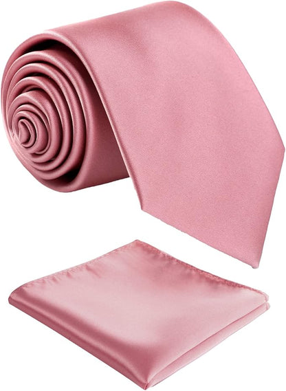 Mens Solid Satin Mens Tie With Hanky,Handmade Neckties For Men