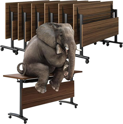 Conference Table, Folding Conference Room Table Meeting Tables, Flip Top Training Table Foldable Conference Tables with Wheels for Office, Conference Room, School (6 Pack, 55.1 x 23.6 x 29.5 inch)