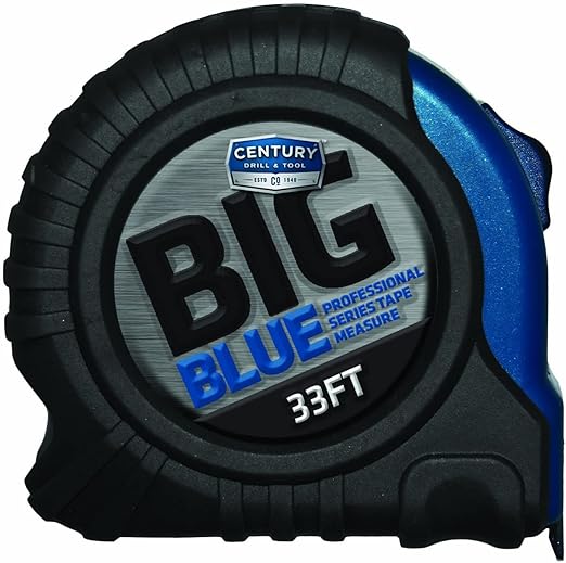 Century Drill & Tool's Big Blue Tape Measure - 33-Foot, Durable and Accurate Measuring Tape with Magnetic Tip for Easy Use, Perfect for DIY and Professional Projects