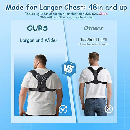 King Mills Plus Size Back Brace, Back Brace Posture Corrector for Women, and Men, Ideally Use as Plus Size XXXL to 6XL Back Straps for Posture, Hydrolabs Posture Fix, or Rounded Shoulder Corrector