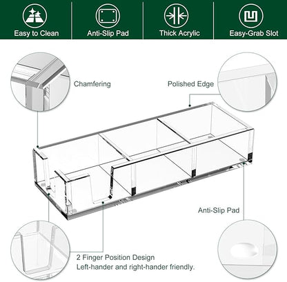 Acrylic Sticky Note Holder, Self-Stick Note Pad Holder W/O Pads - Note Dispenser Memo Pad Holder Desk Organizer for School Office Home (3''x3'' 3IN1 Clear)