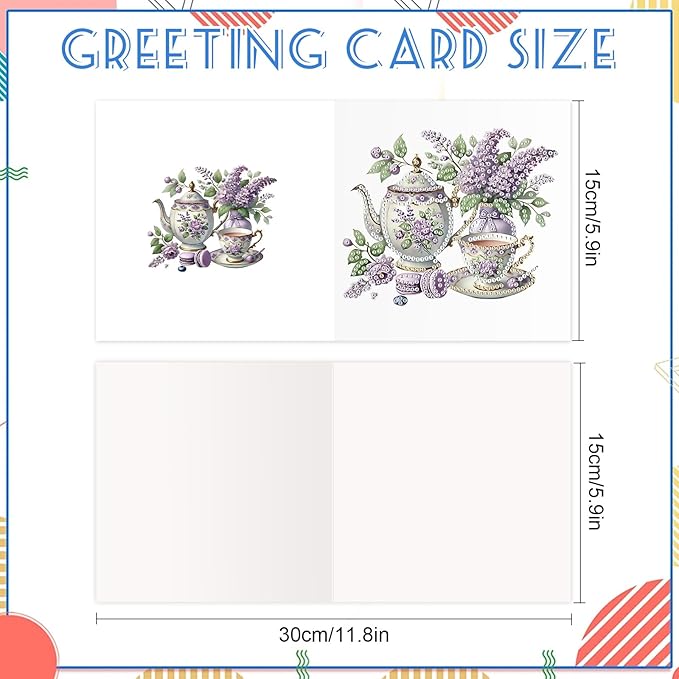 jinglinhh 12pcs Valentine's Day Diamond Art Painting Love Heart Cookies Cakes Afternoon Tea Flowers Greeting Cards with Envelopes, DIY Card Making Kits for Adults, Diamond Art Birthday Holiday Cards Craft Gifts