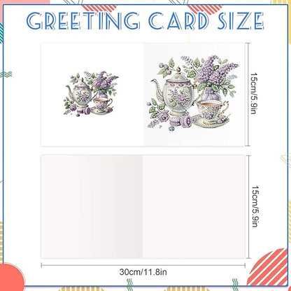 jinglinhh 12pcs Valentine's Day Diamond Art Painting Love Heart Cookies Cakes Afternoon Tea Flowers Greeting Cards with Envelopes, DIY Card Making Kits for Adults, Diamond Art Birthday Holiday Cards Craft Gifts