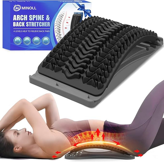 Back Stretcher for Lower Back Pain Relief, Multiple Level Adjustable Arch Lumbar Back Cracker Board, Back Cracking Device, Back Massager for Scoliosis, Spine Decompression Support