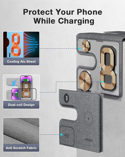 3 in 1 Charging Station for Apple, Charging Station for Multiple Devices for Apple, Wireless Charger for iPhone 17 Air 16e16 15 14 13 12 11 X 8 Series, for Apple Watch, for AirPods(Foldable)
