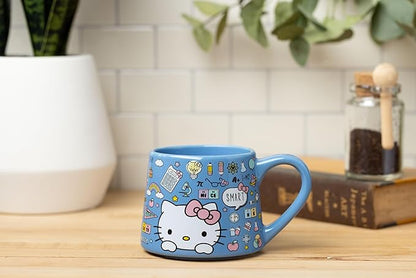 Silver Buffalo Sanrio Hello Kitty Back to School Tapered Pottery Mug, 14 Ounces