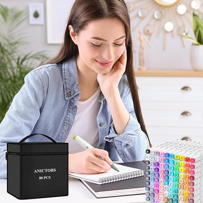 Alcohol Markers 120 Colors with Base Support, Drawing Art Markers Perfect for Students Kids and Adults Comics Sketching Illustration Artistic Creation Gift