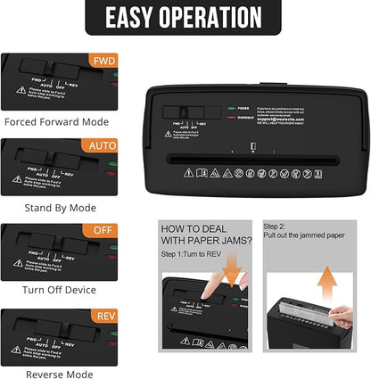Paper Shredder for Home Use,5 Sheets Small Cross Cut Paper Shredder,P-4 Security Level with 2.38-Gallon Basket, 4-Mode Design-Durable & Fast and Jam Proof for Home Office Utilization