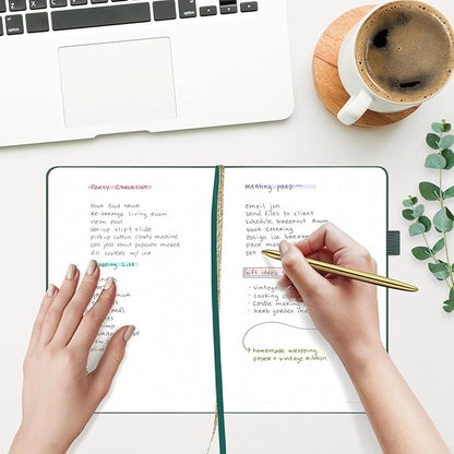 A5 Hardcover Bullet Dotted Journal, 160 Pages 100 gsm Thick Paper, 3 Sheets of Stickers Included - 5.7'' x 8'' (Celestial Green)