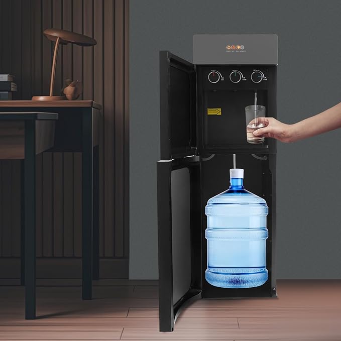 Bottom Loading Water Dispenser, 110V Hot & Cold Water Cooler Dispenser Standing Hot & Cold Water Dispenser with 3 Temperature Settings for Home, Kitchen, Office