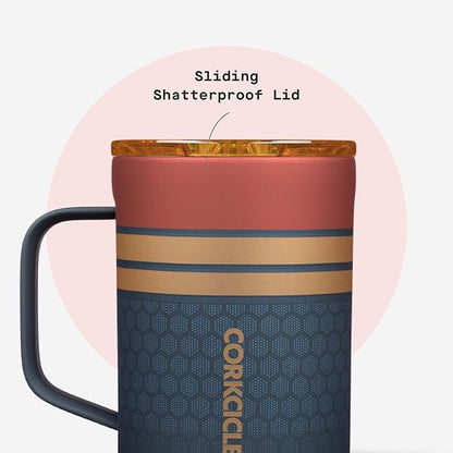 Corkcicle Classic Coffee Mug - Triple Insulated Stainless Steel for Travel - Shatter-Proof Lid - Keeps Drink Hot Over 3 Hours - Holiday Mug Gift - Great for Gifting Warmth - 16 oz - Captain Marvel