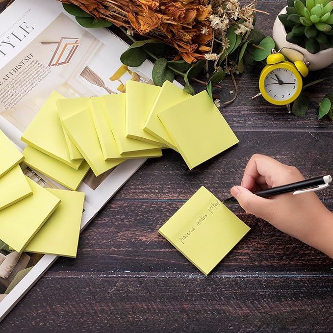 Sticky Notes 3x3 Inches, Yellow Colors Self-Stick Pads, Easy to Stick for Home, Office, Notebook (20)