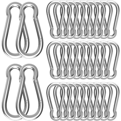 36PCS M10 Spring Snap Hook Carabiner, 4 Inch Carabiner Clip, 3/8" Silver Heavy Duty Galvanized Steel Spring Clip, Quick Link Key Chain for Swing Hammock Gym Outdoor, 770LBS Holding Capacity