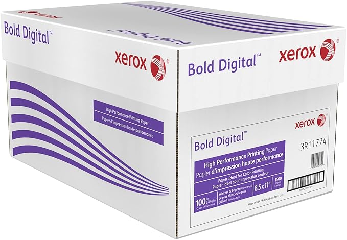 Xerox® Bold Digital™ Printing Paper, 6 Reams, Letter Size (8 1/2" x 11"), 100 (U.S.) Brightness, 100 Lb Cover (270 gsm),
