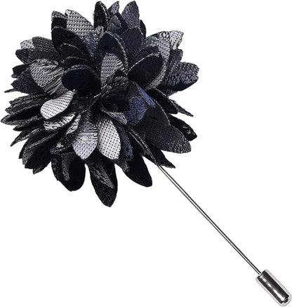 GUSLESON 3.15"（8cm） Mens Floral Tie and Lapel Pin Necktie Hankerchief Cufflinks Set for Men
